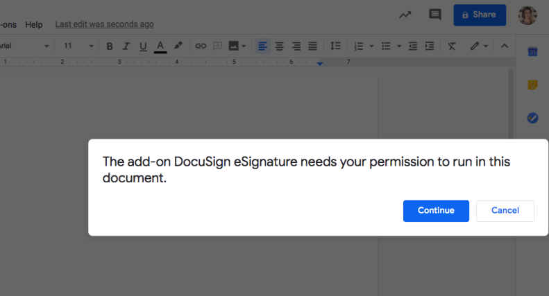 DocuSign eSignature Genehmigungsfenster