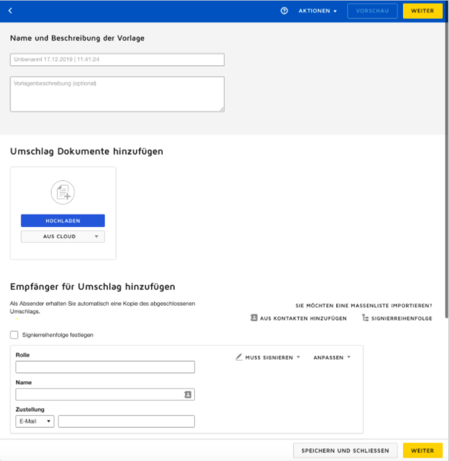 Screenshot of DocuSign template